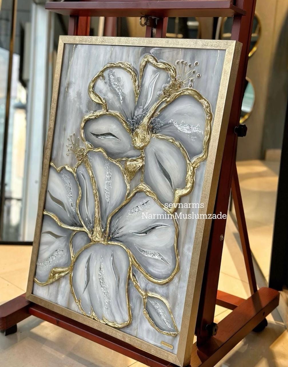 Horse Resin Art Painting , Flower Art , Butterfly Art With Mirror, Modern Art , Luxury Interior Art Handmade Oil Painting