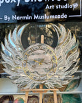 Angel Wings Resin Wall Clock, Large Mirror Wall Clock, 3D Epoxy Resin Wall Art, Luxury Gold Roman Numeral Clock, Glam Home Decor
