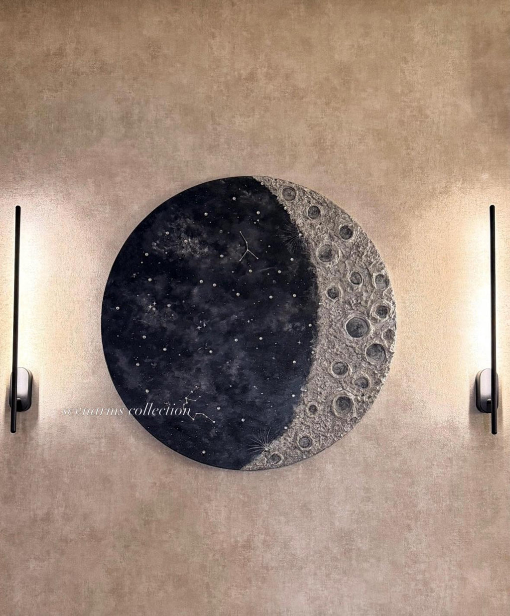 Handmade Resin Moon Wall Art & Clock | Custom Zodiac Constellation Celestial Decor | Matte Painted Canvas or Glossy Epoxy Resin Starry Night