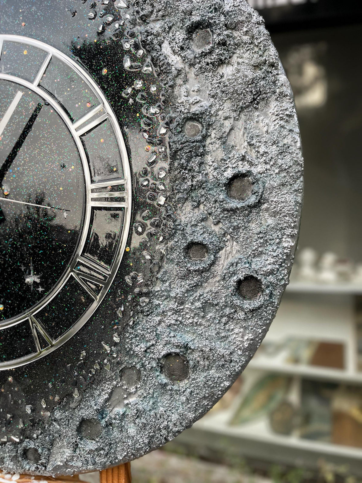 Handmade Resin Moon Wall Art & Clock | Custom Zodiac Constellation Celestial Decor | Matte Painted Canvas or Glossy Epoxy Resin Starry Night