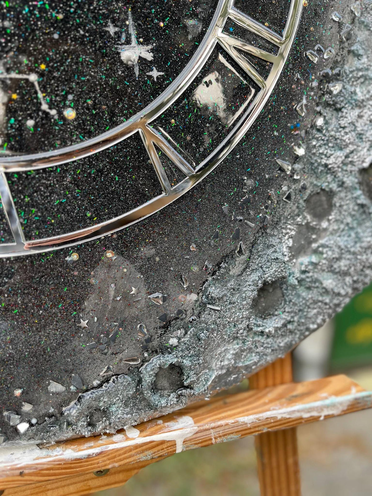 Handmade Resin Moon Wall Art & Clock | Custom Zodiac Constellation Celestial Decor | Matte Painted Canvas or Glossy Epoxy Resin Starry Night