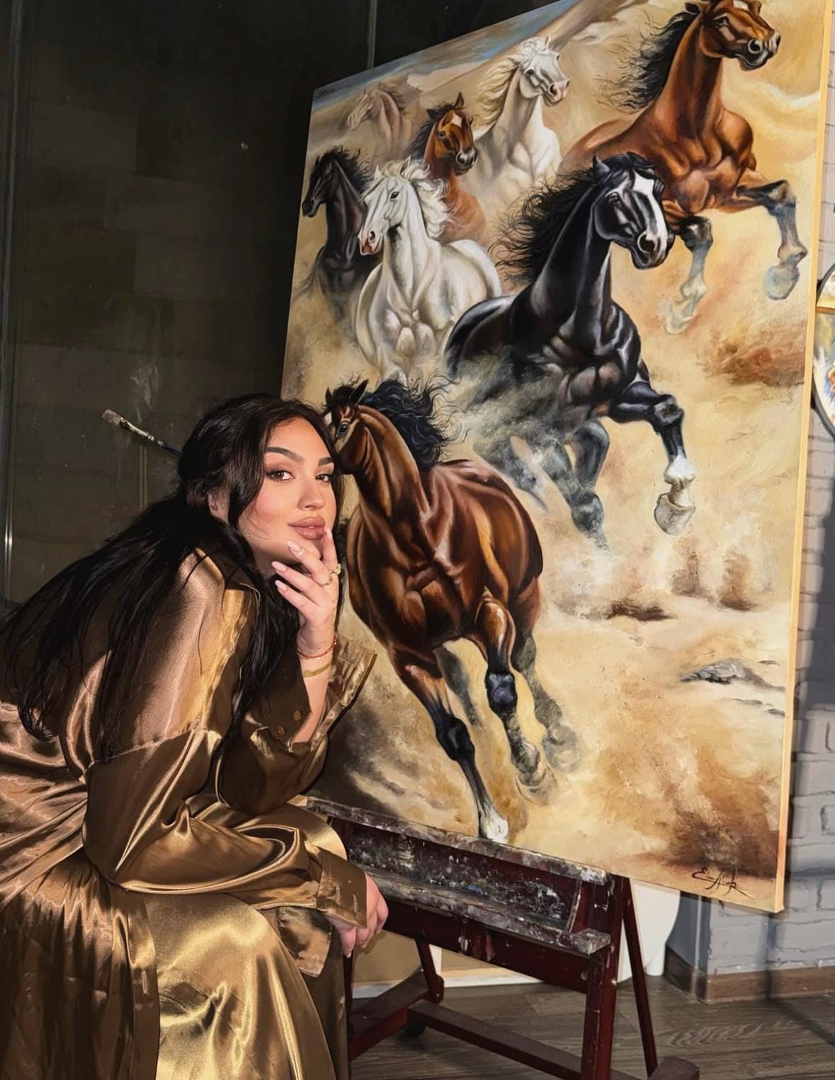 Wild Horses Oil Painting on Canvas, Galloping Herd Equestrian Wall Art, Dynamic Animal Artwork, Rustic Home Decor, Horse Lover Gift