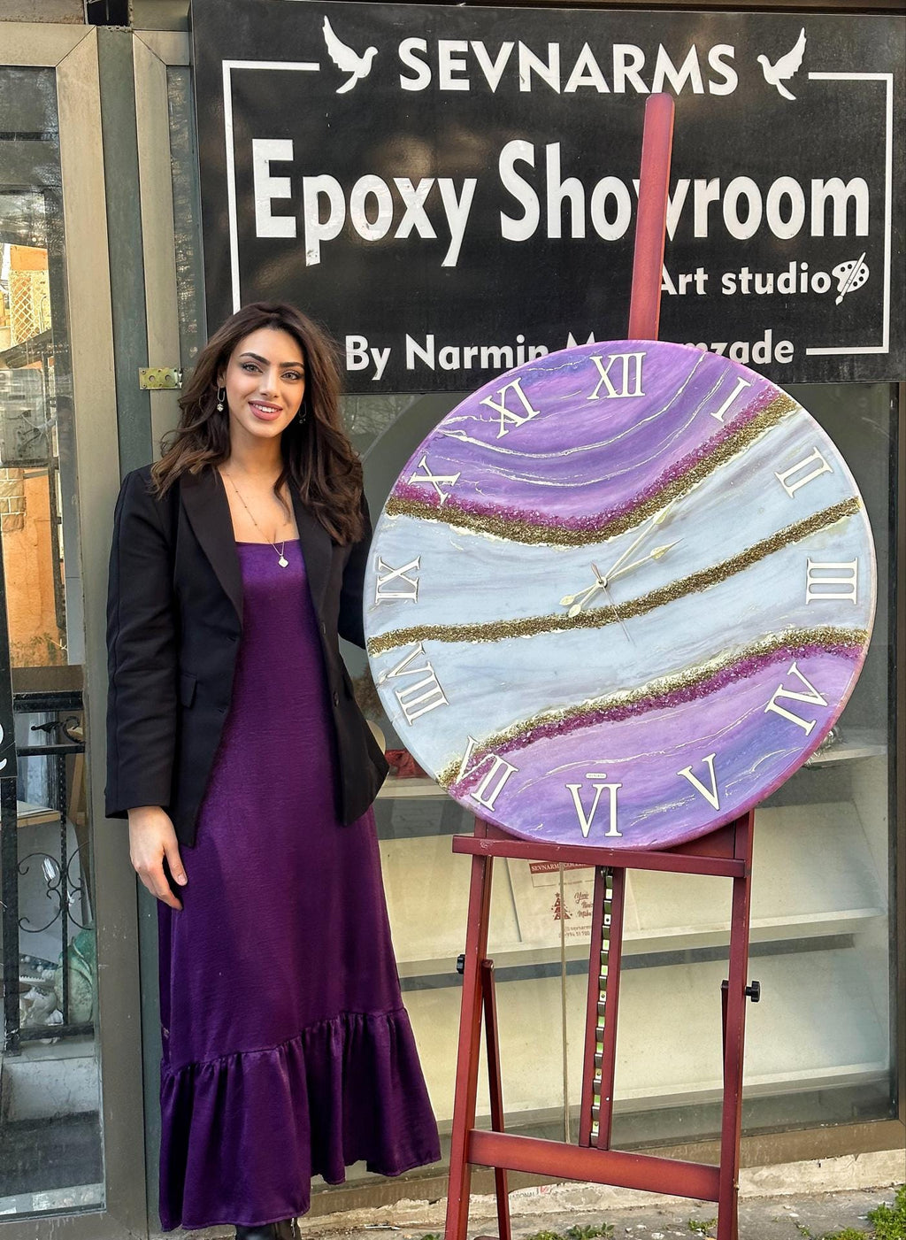 Handmade Emerald Green and Gold Resin Wall Clock, Geode Epoxy Clock , Large Luxury Marble Effect Home Decor, Unique Gift