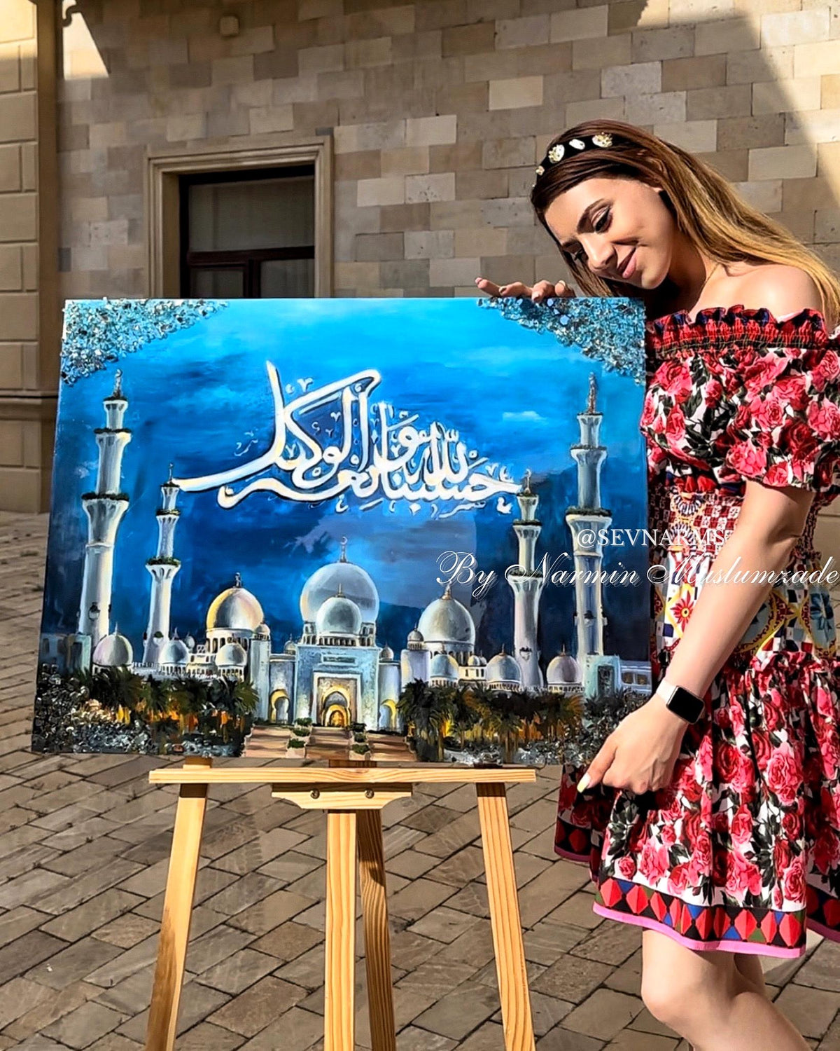 Resin&Oil Painting Islamic Art - Sura Al-Imran Dua Mixed, Grand Mosque, Geode Crystals, Hand Calligraphy
