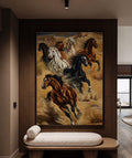 Wild Horses Oil Painting on Canvas, Galloping Herd Equestrian Wall Art, Dynamic Animal Artwork, Rustic Home Decor, Horse Lover Gift
